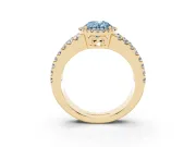 Oval Halo Split Shank Engagement Ring Setting for a Fancy Blue Lab-Grown Diamond | Yellow Gold