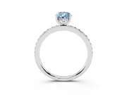 Pear-Shaped Hidden Halo Engagement Ring Setting for a Fancy Blue Lab-Grown Diamond | White Gold
