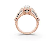Pear Cut Diamond Vintage-Inspired Milgrain Ring Set in Rose gold with Accent Split Shank