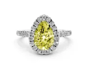 Pear-Shaped Halo Engagement Ring Setting for a Fancy Yellow Lab-Grown Diamond | Pave Shoulders | White Gold