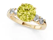 Round Five Stone Engagement Ring Setting for a Fancy Yellow Lab-Grown Diamond | Yellow Gold