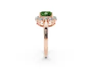 Princess Cut Graduated Milgrain Halo Engagement Ring Setting for a Fancy Green Lab-Grown Diamond | Rose Gold