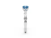 Cushion Cut Floral Engagement Ring Setting for a Fancy Blue Lab-Grown Diamond | Sterling Silver