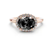 Oval Halo Engagement Ring Setting for a Black Center | Plain Polished Band | Rose Gold
