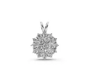 Round Lab-Grown Diamond Rosette Cluster Pendant Necklace | Double-Wire Bail | Sterling Silver