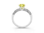 Cushion Cut Multi Row Pave Engagement Ring Setting for a Fancy Yellow Lab-Grown Diamond | Platinum