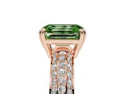 Emerald Cut Three Row Pave Engagement Ring Setting for a Fancy Green Lab-Grown Diamond | Rose Gold