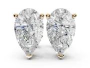 Oval Lab-Grown Diamond Solitaire Basket Stud Earrings | Open Gallery | Yellow Gold