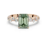 Emerald Cut Graduated Solitaire Engagement Ring Setting for a Fancy Green Lab-Grown Diamond | Rose Gold