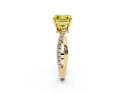 Fancy Yellow Asscher Cut Diamond Twist Band Solitaire Set in Yellow gold with Pavé Accents and Prong Setting