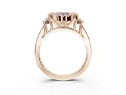 Round Halo Engagement Ring Setting for a Fancy Pink Lab-Grown Diamond | Side Clusters | Rose Gold