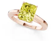 Radiant Cut Solitaire Engagement Ring Setting for a Fancy Yellow Lab-Grown Diamond | Stepped Flat Band | Rose Gold