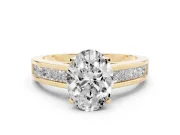 Oval Channel Set Engagement Ring Setting | Princess Cut Accents | Yellow Gold
