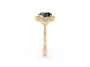 Round Vintage Cluster Engagement Ring Setting for a Black Center | Beaded Edges | Yellow Gold
