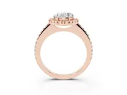 Heart-Shaped Pave Halo Engagement Ring Setting | Pave Band | Rose Gold
