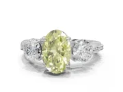 Oval Three Stone Engagement Ring Setting for a Fancy Yellow Lab-Grown Diamond | Tapered Pave Band | Platinum