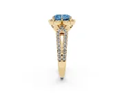 Radiant Cut Floral Halo Engagement Ring Setting for a Fancy Blue Lab-Grown Diamond | Pavé Split Shank | Yellow Gold