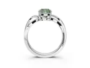 Cushion Cut Bypass Engagement Ring Setting for a Fancy Green Lab-Grown Diamond | Sterling Silver - Design NV-24814