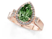Pear-Shaped Halo Engagement Ring Setting for a Fancy Green Lab-Grown Diamond | Pavé Panel Shoulders | Rose Gold