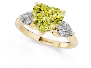 Heart-Shaped 3-Stone Engagement Ring Setting for a Fancy Yellow Lab-Grown Diamond | Yellow Gold