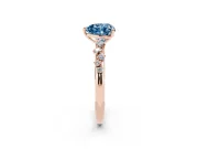 Fancy Blue Heart Cut Diamond Cluster Solitaire Ring Set in Rose gold with Prong Setting
