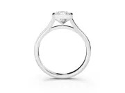 Bezel Set Radiant Cut Diamond Solitaire Ring Set in Platinum with Tapered Band