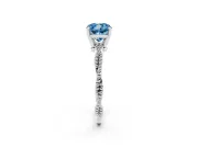 Fancy Blue Cushion Cut Diamond Solitaire Ring Set in Platinum with Twisted Band and Bead Prong Setting
