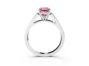 Fancy Pink Radiant Cut Diamond Solitaire Engagement Ring Set in White gold with Prong Setting and Tapered Band