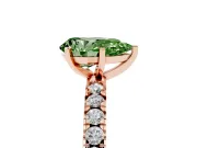 Fancy Green Pear Cut Diamond Pavé Band Solitaire Set in Rose gold with Prong Setting