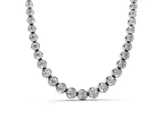 Round Lab-Grown Diamond Graduated Bezel Tennis Necklace | Close-Set Bezels | White Gold
