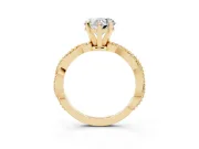 Heart-Shaped Twisted Solitaire Engagement Ring Setting | Beaded Twist Band | Yellow Gold