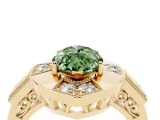 Marquise Milgrain Sectioned Halo Engagement Ring Setting for a Fancy Green Lab-Grown Diamond | Yellow Gold