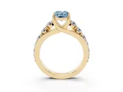 Oval Graduated Engagement Ring Setting for a Fancy Blue Lab-Grown Diamond | Yellow Gold