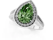 Pear-Shaped Halo Engagement Ring Setting for a Fancy Green Lab-Grown Diamond | Polished Outer Rim | Sterling Silver