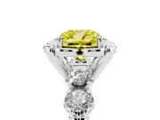 Cushion Cut Floral Engagement Ring Setting for a Fancy Yellow Lab-Grown Diamond | Petal Frame | White Gold