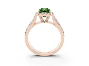 Radiant Cut Pavé Engagement Ring Setting for a Fancy Green Lab-Grown Diamond | Wide Three-Row Band | Rose Gold