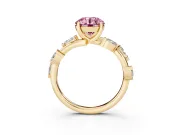 Round Twisted Vine Engagement Ring Setting for a Fancy Pink Lab-Grown Diamond | Yellow Gold