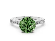 Round Baguette Side Stone Engagement Ring Setting for a Fancy Green Lab-Grown Diamond | Sterling Silver