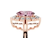 Oval Scalloped Cluster Halo Engagement Ring Setting for a Fancy Pink Lab-Grown Diamond | Plain Band | Rose Gold