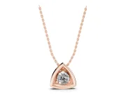 Round Lab-Grown Diamond Triangle Frame Pendant Necklace | Open Frame | Rose Gold