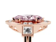 Fancy Pink Marquise Cut Diamond Milgrain Halo Ring Set in Rose gold with Split Shank