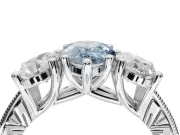 Pear-Shaped Vintage Three Stone Engagement Ring Setting for a Fancy Blue Lab-Grown Diamond | Graduated Pavé | Platinum