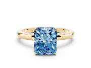 Radiant Cut Engagement Ring Setting for a Fancy Blue Lab-Grown Diamond | Hidden Halo | Yellow Gold