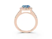 Heart-Shaped Halo Engagement Ring Setting for a Fancy Blue Lab-Grown Diamond | Single Row Pavé Band | Rose Gold