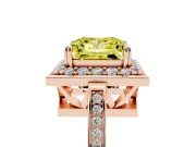 Princess Cut Halo Engagement Ring Setting for a Fancy Yellow Lab-Grown Diamond | Polished Halo Rim | Rose Gold
