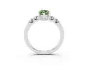 Fancy Green Marquise Cut Diamond Five-Stone Prong Set Engagement Ring Set in Silver with Channel Band