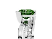 Radiant Cut Graduated Bypass Engagement Ring Setting for a Fancy Green Lab-Grown Diamond | Platinum