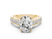 Oval Cathedral Channel Set Engagement Ring Setting | Double Claw Prongs | Yellow Gold