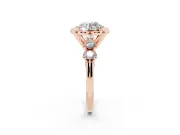 Round Floral Engagement Ring Setting | Petal Frame and Side Stones | Rose Gold