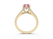 Cushion Cut Hidden Halo Pave Engagement Ring Setting for a Fancy Pink Lab-Grown Diamond | Claw Prongs | Yellow Gold